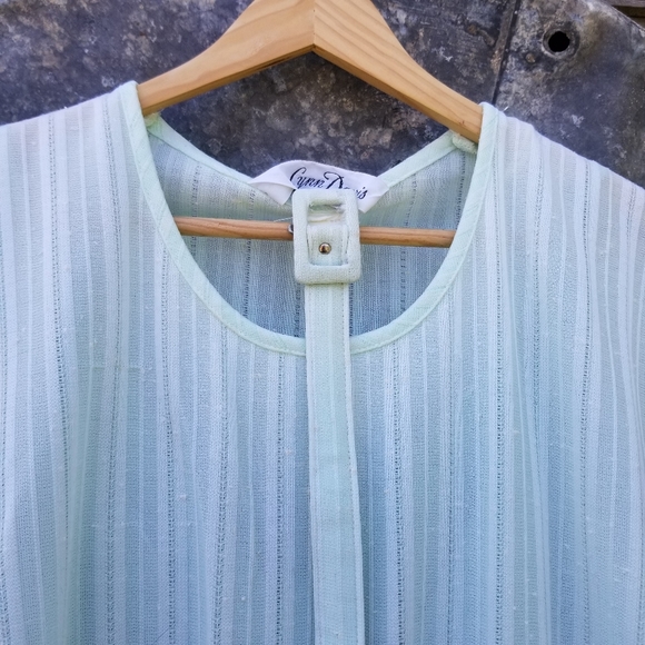 Vintage 60s Mint Green Sleeveless Dress & Slip - Picture 14 of 16